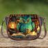 Owls teal blue and turquoise colors saddle bag