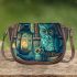 Owls teal blue and turquoise colors saddle bag