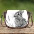 Pencil drawing of an adorable rabbit saddle bag