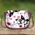 Pink and black butterfly pattern with flowers and stars saddle bag