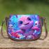 Pink and purple baby turtles with big eyes saddle bag