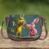 Pinky pigs and yellow grinchy smile toothless like rabbit saddle bag