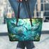 Playful Sharks Frolicking in Their Underwater Playground Leather Tote Bag