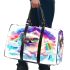 Pomeranian dog wearing sunglasses watching the rainbow 3d travel bag