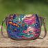 Psychedelic frog in the style of colorful cartoon saddle bag