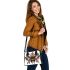 Queen bee with a crown sitting on flower shoulder handbag