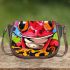 Red frog with big eyes colorful cartoon style graffiti saddle bag