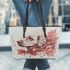 Red Maple leaf of Canada and music note and guitar and dog 4 Leather Tote Bag