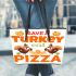 save a turkey eat pizza Leather Tote Bag