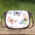 Seamless pattern of pastel watercolor butterflies saddle bag