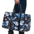 Seamless pattern with digital illustrations of blue butterflies 3d travel bag