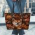 Shiba Inus Amongst the Leaves 3 Leather Tote Bag