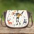 skeleton dancing with guitar trumpet deers Saddle Bag