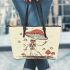 skeleton king dancing mushroom with guitar Leather Tote Bag