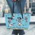 skeleton king dancing with cows guitar trumpet Leather Tote Bag