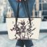 skeleton king dancing with dogs guitar trumpet Leather Tote Bag