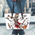 skeleton king dancing with dogs guitar trumpet Leather Tote Bag