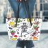 skeleton king dancing with guitar trumpet fruits Leather Tote Bag