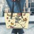 skeleton king dancing with guitar trumpet fruits Leather Tote Bag