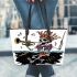 skeleton king fishing with trumpet Leather Tote Bag