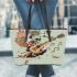 skeleton king flying with guitar trumpet Leather Tote Bag