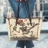 skeleton king is fishing with guitar and trumpet Leather Tote Bag