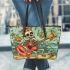 skeleton king is fishing with guitar and trumpet Leather Tote Bag