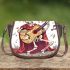 skeleton king play guitar and music notes Saddle Bag