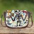 skeleton king play guitar trumpet dogs and music notes Saddle Bag