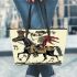 skeleton king riding horse with guitar trumpet Leather Tote Bag