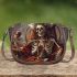 Skeleton king smile and drink coffee and dream catcher saddle bag