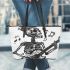 skeleton king with guitar and music notes Leather Tote Bag