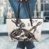 skeleton king with guitar and music notes Leather Tote Bag