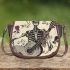skeleton king with guitar music notes and roses Saddle Bag
