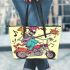 skeleton riding motor with guitar trumpet and music Leather Tote Bag