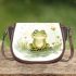 Smiling frog sitting on a pond saddle bag