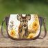 Stunning beautiful deer with yellow roses painted saddle bag