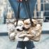 Sweet Moments with Cute Pups 3 Leather Tote Bag