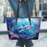 Sweet Sharks Adding a Touch of Magic to the Deep Blue Sea Leather Tote Bag