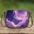 The moon and purple butterflies in the sky saddle bag