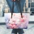 Tranquil blooms leather tote bag