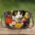 Tranquil cat amidst the blossoms Saddle Bags for Women: Perfect Gift for Girlfriend, Wife, Daughter