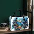 Turtle swimming among coral reefs small handbag