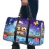 Two cute cartoon owls sitting on a log in love 3d travel bag