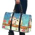 Two cute cartoon owls sitting on a log in love 3d travel bag