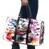 Two cute pandas hugging surrounded 3d travel bag