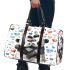 Two cute pandas hugging surrounded colorful hearts 3d travel bag