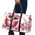 Valentine pink cute owl with flowers 3d travel bag