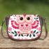 Valentine's day cute pink owl with flowers and heart saddle bag