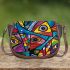 Vibrant and colorful painting of fish saddle bag